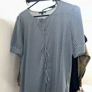 Adrianna Papell Navy Gingham Blouse